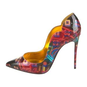 NWT Christian louboutin hot chick 100 in carnival pattern